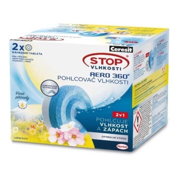Ceresit - Tabletki do osuszacza 2w1 AERO 360° 2x 450 g kwiaty łąkowe