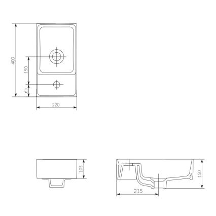 Cersanit K114-004 - Umywalka nablatowa CREA 22x40 cm ceramika/biały połysk