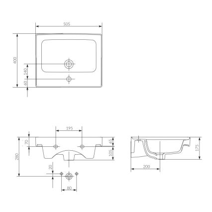 Cersanit K114-005 - Umywalka podtynkowa CREA 40x50,5 cm ceramika/biały połysk