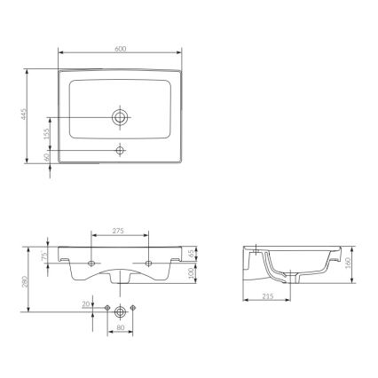 Cersanit K114-006 - Umywalka wpuszczana CREA 44,5x60 cm ceramika/biały połysk