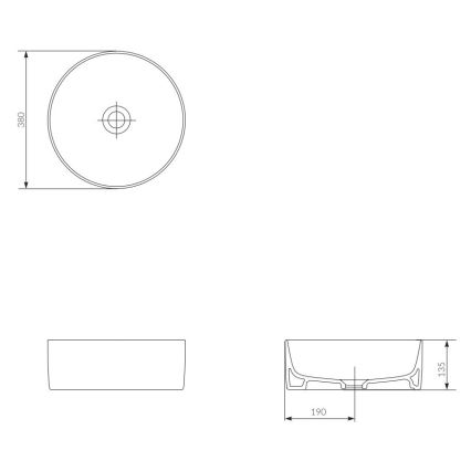 Cersanit K114-020 - Umywalka nablatowa CREA o średnicy 38 cm, ceramika/biały połysk