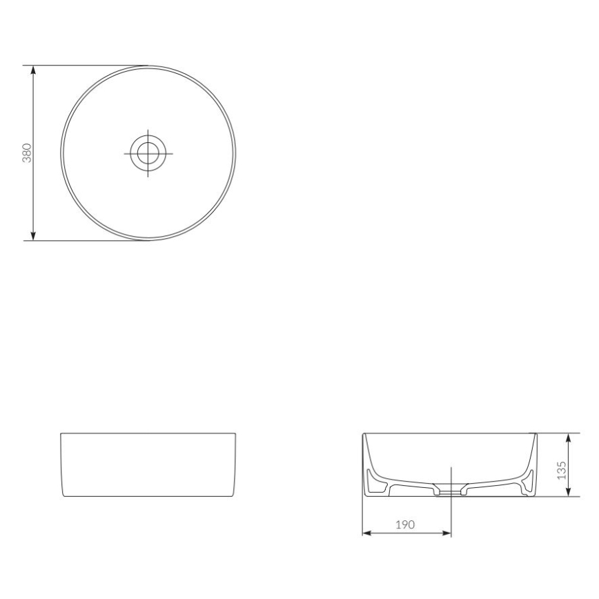 Cersanit K114-020 - Umywalka nablatowa CREA o średnicy 38 cm, ceramika/biały połysk