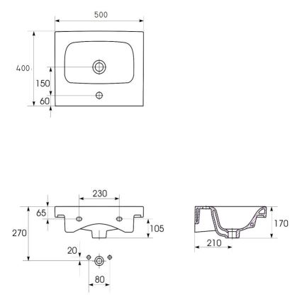 Cersanit K116-009 - Umywalka nablatowa/podwieszana MODUO 40x50 cm ceramika/biały połysk