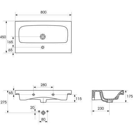 Cersanit K116-013-ECO - Umywalka nablatowa/wisząca MODUO 45x80 cm ceramika/biały połysk