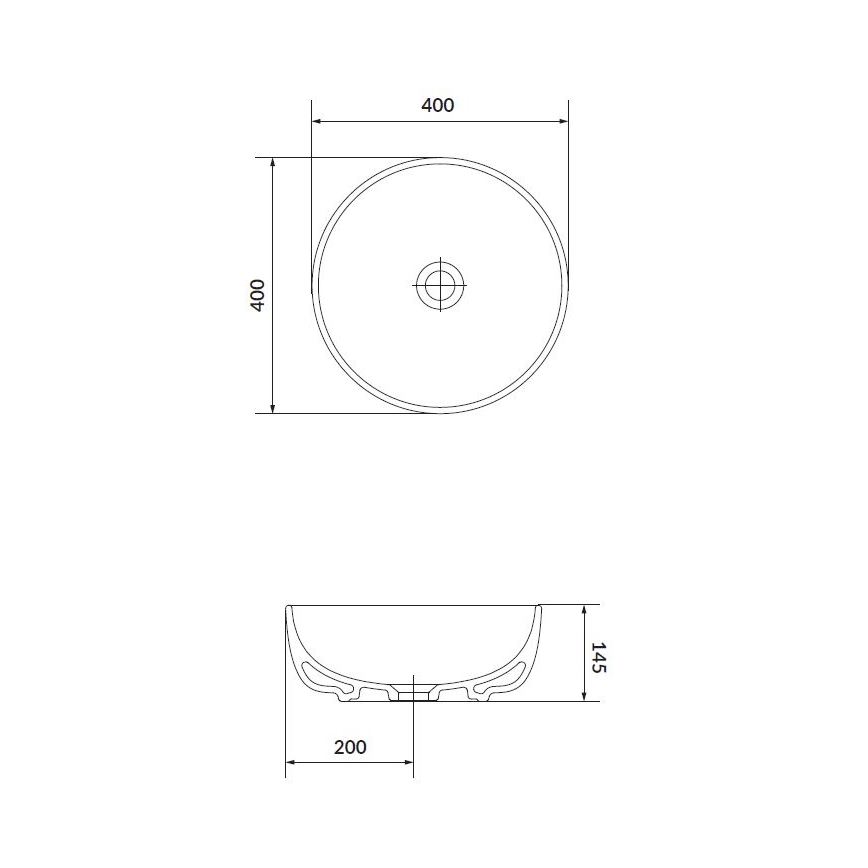 Cersanit K116-048 - Umywalka nablatowa MODUO śr. 40 cm ceramika/biały połysk