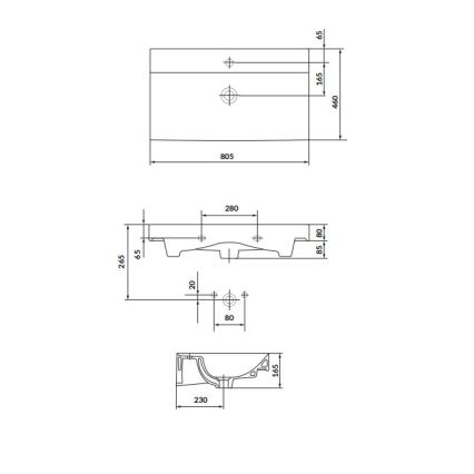 Cersanit K120-010 - Umywalka wpuszczana LARGA 46x80,5 cm ceramika/biały połysk
