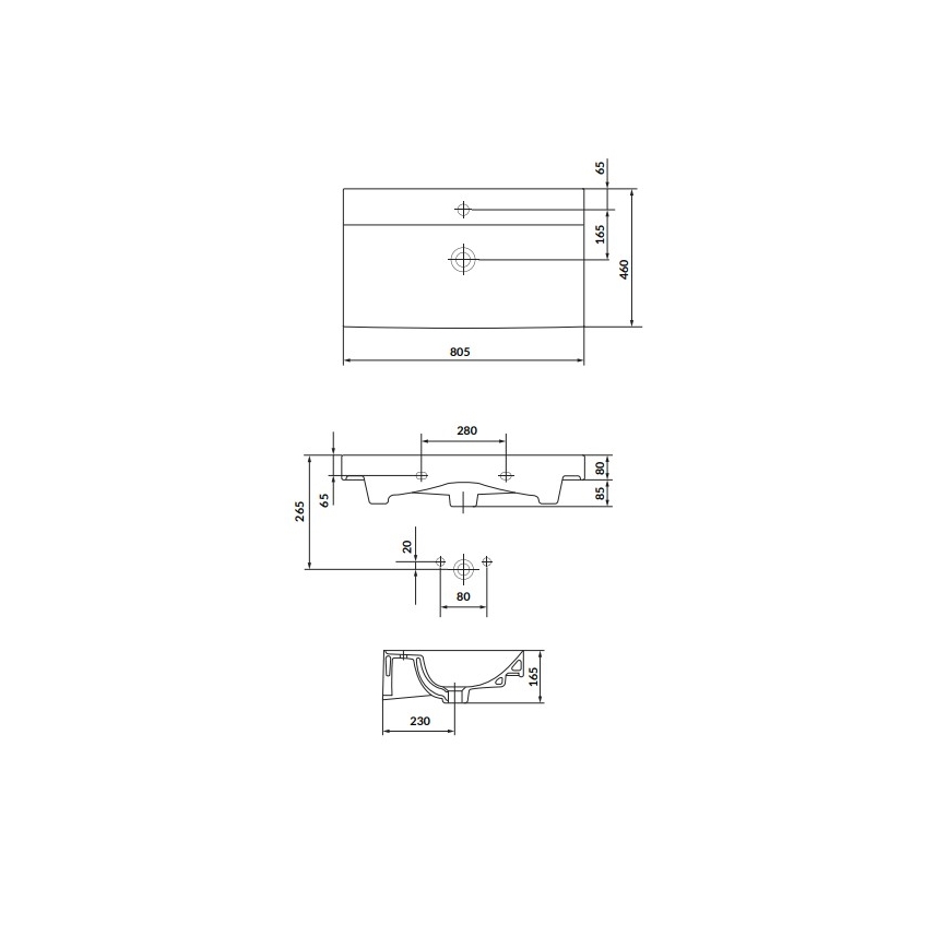 Cersanit K120-010 - Umywalka wpuszczana LARGA 46x80,5 cm ceramika/biały połysk