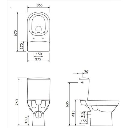 Cersanit K35-037 - WC stojąca z deską CITY ceramika/biały
