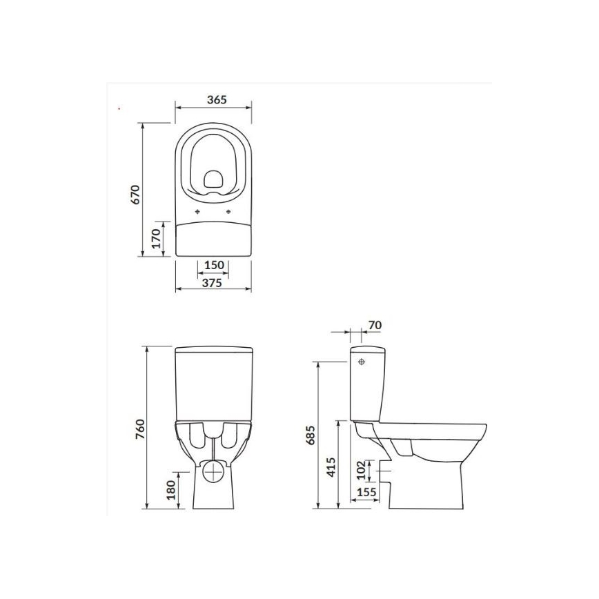 Cersanit K35-037 - WC stojąca z deską CITY ceramika/biały