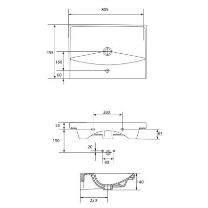 Cersanit K35-061 - Umywalka wpuszczana CITY 45,5x80,5 cm ceramika/biały wysoki połysk
