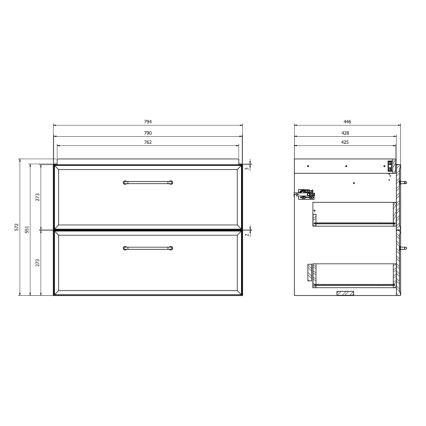 Cersanit S1017-003 - Wisząca szafka łazienkowa pod umywalkę MILLE 80x45 cm czarna