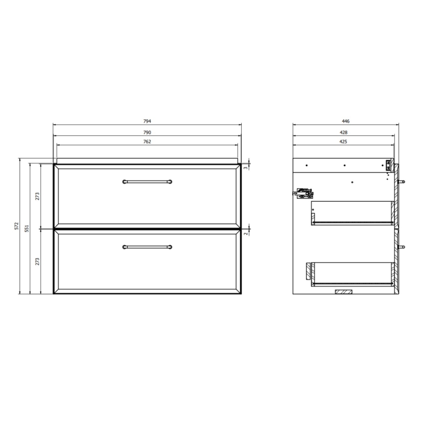 Cersanit S1017-003 - Wisząca szafka łazienkowa pod umywalkę MILLE 80x45 cm czarna