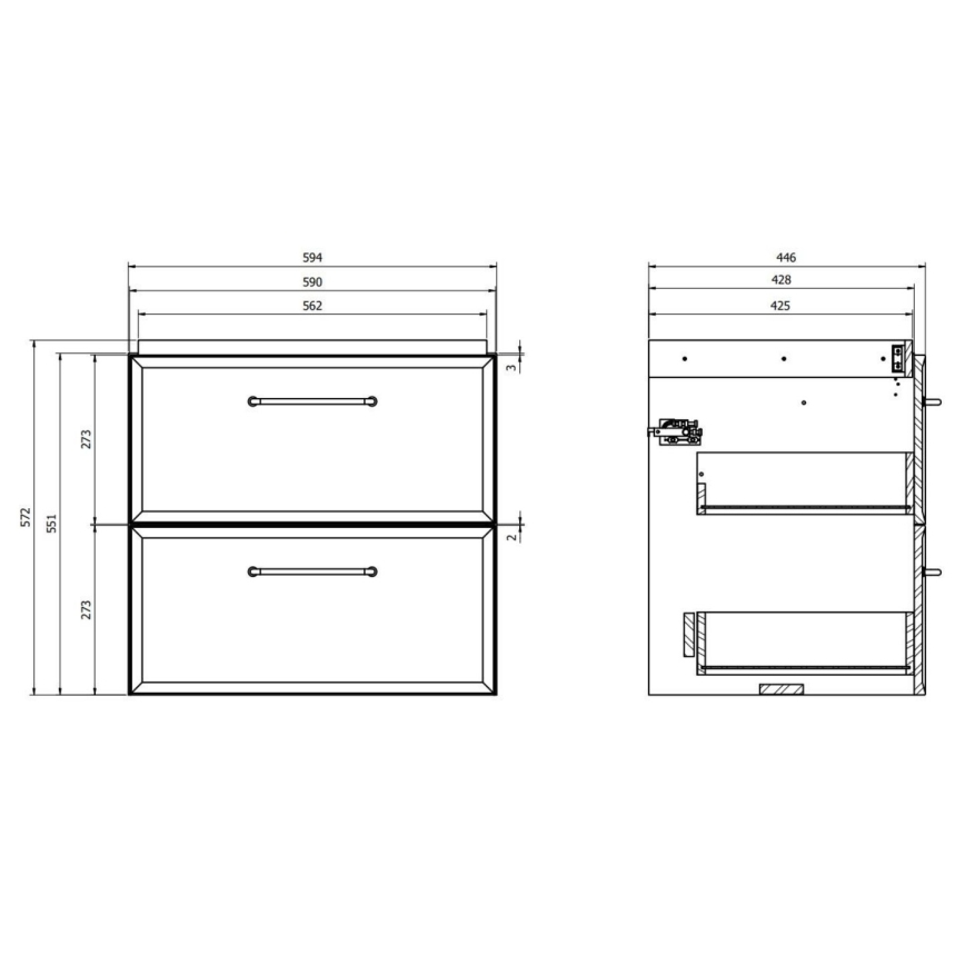 Cersanit S1021-002 - Wisząca szafka łazienkowa pod umywalkę MILLE 60x45 cm czarna
