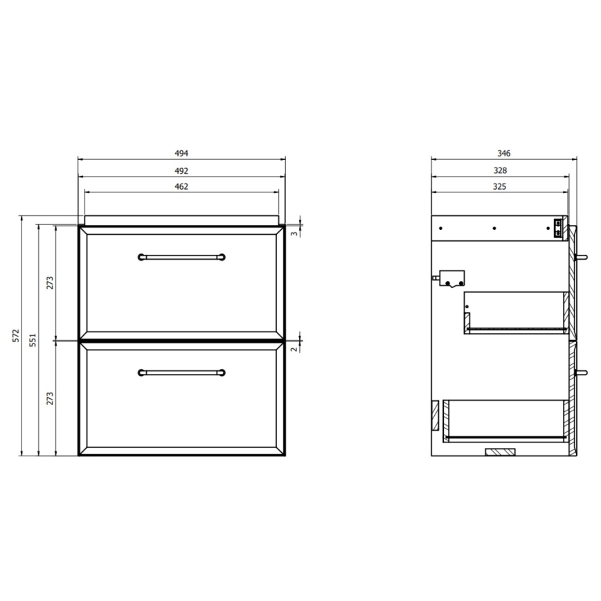 Cersanit S1021-006 - Wisząca szafka łazienkowa pod umywalkę MILLE SLIM 50x35 cm czarna