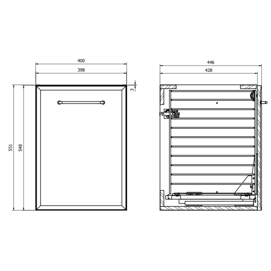 Cersanit S1022-010 - Wisząca szafka łazienkowa z koszem na pranie MILLE 40x45 cm miętowa