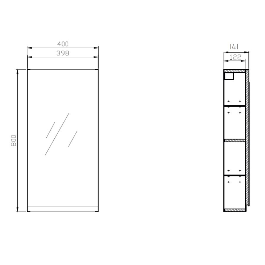 Cersanit S590-030 - Szafka łazienkowa z lustrem MEDDIE 80x40 cm