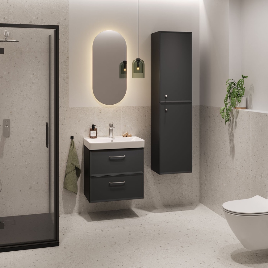 Cersanit S590-100 - Wisząca szafka łazienkowa pod umywalkę MILLE SLIM 60x38 cm czarna