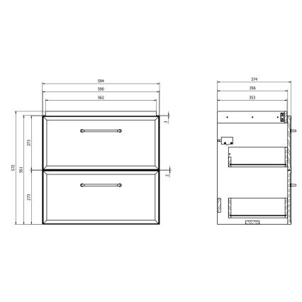 Cersanit S590-100 - Wisząca szafka łazienkowa pod umywalkę MILLE SLIM 60x38 cm czarna