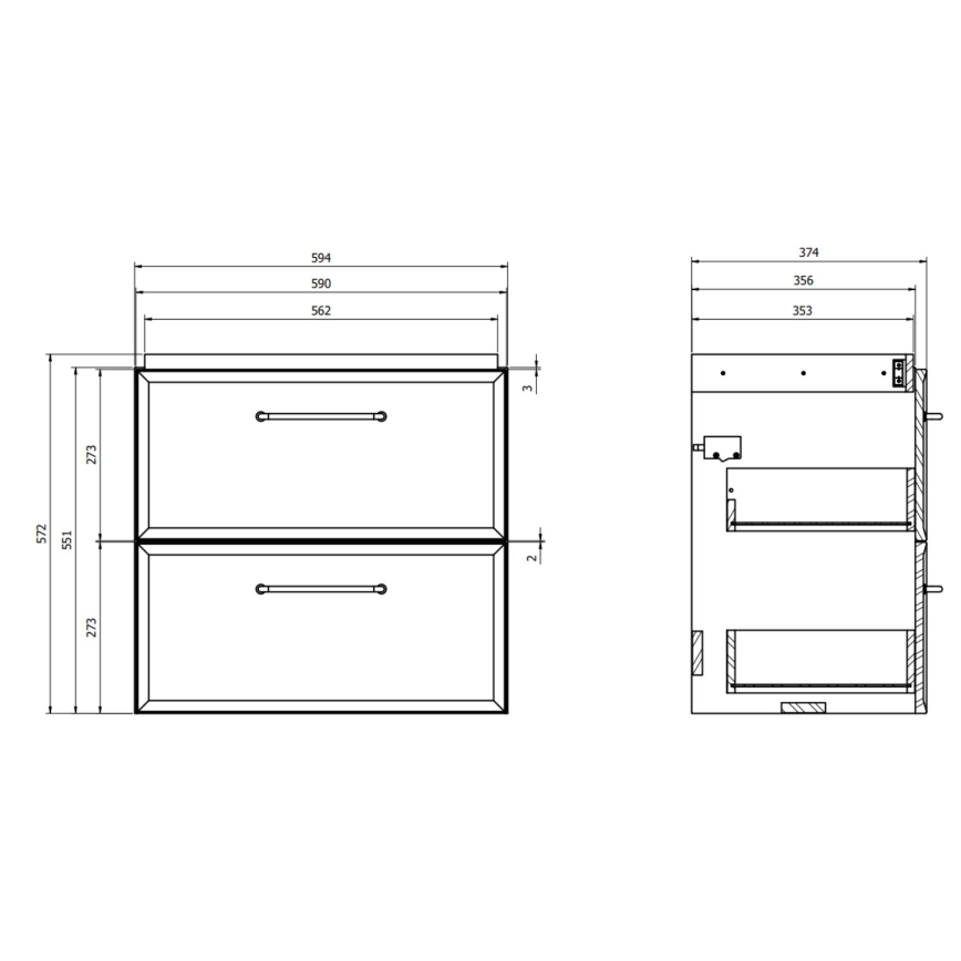 Cersanit S590-100 - Wisząca szafka łazienkowa pod umywalkę MILLE SLIM 60x38 cm czarna