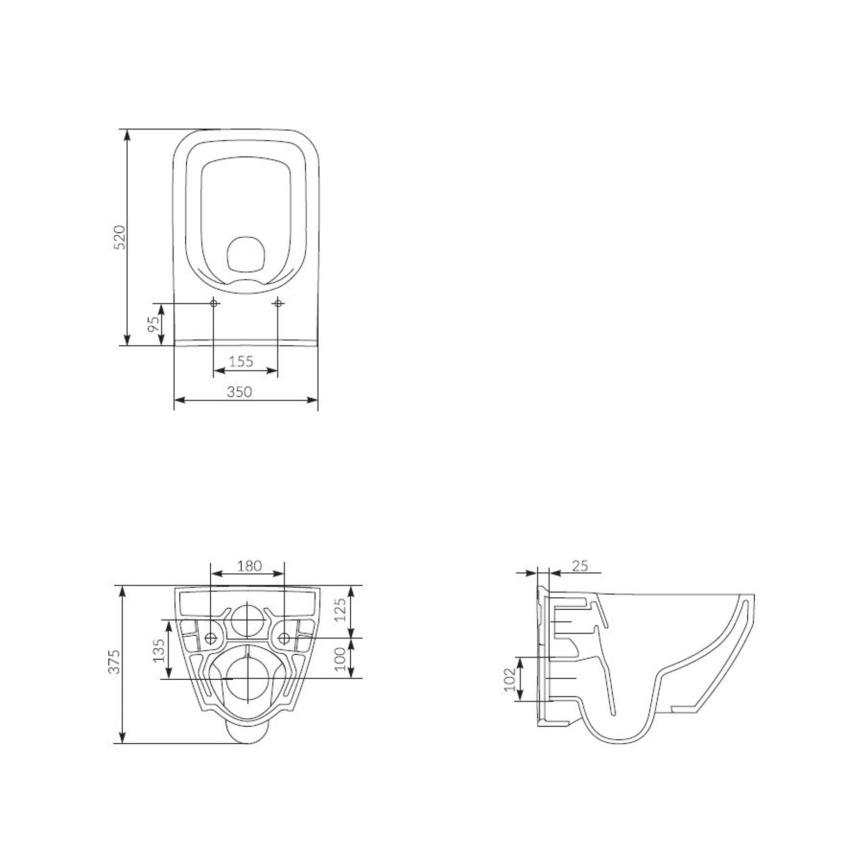 Cersanit S701-213-ECO - WC wiszące z deską sedesową CREA ceramika/biała