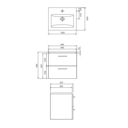 Cersanit S801-146-DSM - Wisząca szafka łazienkowa z umywalką LARA COMO 50x40 cm biała