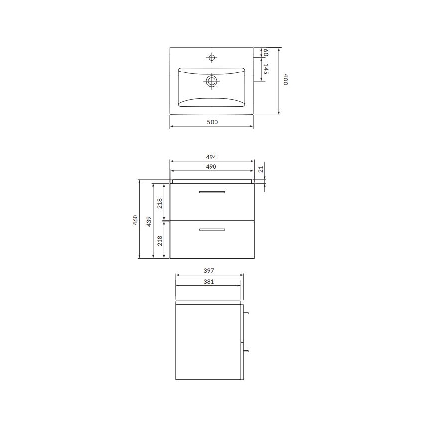 Cersanit S801-146-DSM - Wisząca szafka łazienkowa z umywalką LARA COMO 50x40 cm biała