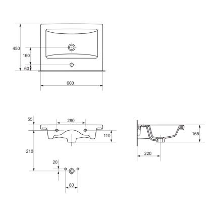 Cersanit S801-147-DSM - Wisząca szafka łazienkowa z umywalką LARA 60x45 cm biała