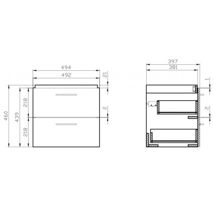 Cersanit S801-153-DSM - Wisząca szafka łazienkowa z umywalką LARA COMO 50x40 cm orzech