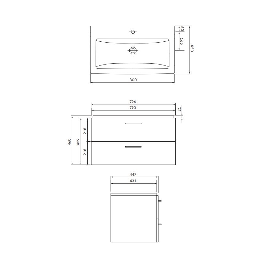 Cersanit S801-154-DSM - Wisząca szafka łazienkowa z umywalką LARA 80x45 cm orzech