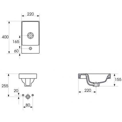 Cersanit S801-218-DSM - Wisząca szafka łazienkowa z umywalką MODUO SLIM 40x22 cm, biały połysk