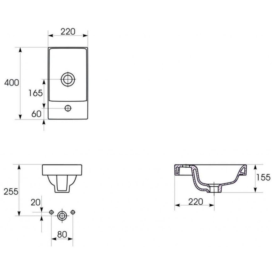 Cersanit S801-218-DSM - Wisząca szafka łazienkowa z umywalką MODUO SLIM 40x22 cm, biały połysk