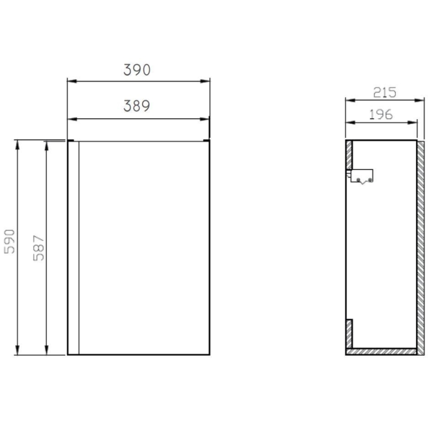 Cersanit S801-218-DSM - Wisząca szafka łazienkowa z umywalką MODUO SLIM 40x22 cm, biały połysk