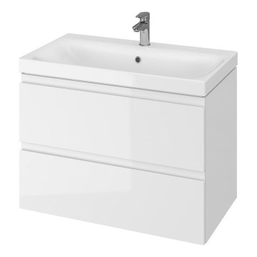 Cersanit S801-221-DSM - Wisząca szafka łazienkowa z umywalką MEDDIE 62x80 cm, biały połysk