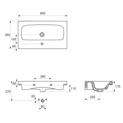 Cersanit S801-221-DSM - Wisząca szafka łazienkowa z umywalką MODUO, 80x45 cm, biały połysk