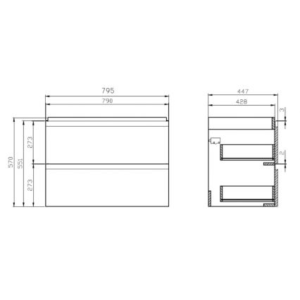 Cersanit S801-221-DSM - Wisząca szafka łazienkowa z umywalką MODUO, 80x45 cm, biały połysk