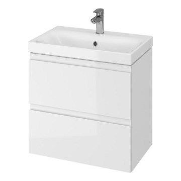 Cersanit S801-227-DSM - Wisząca szafka łazienkowa z umywalką MODUO SLIM 60x57x38 cm, w białym połysku