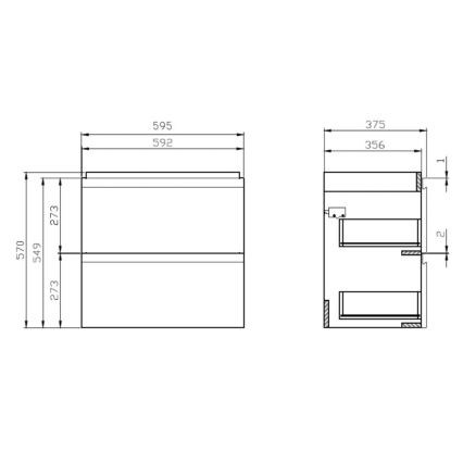 Cersanit S801-227-DSM - Wisząca szafka łazienkowa z umywalką MODUO SLIM 60x38 cm, błyszcząca biała
