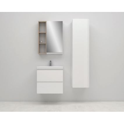 Cersanit S801-229-DSM - Wisząca szafka łazienkowa z umywalką MEDA SLIM 62x50 cm błyszcząca biała