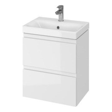 Cersanit S801-229-DSM - Wisząca szafka łazienkowa z umywalką MEDA SLIM 62x50 cm błyszcząca biała