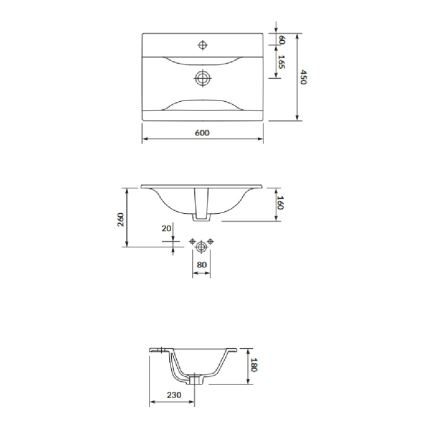 Cersanit S801-309-DSM- Wisząca szafka łazienkowa z umywalką NIKO 60x45 cm biała