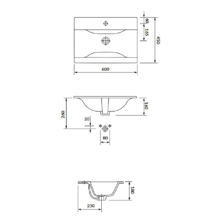Cersanit S801-457 - Wisząca szafka łazienkowa z umywalką NIKO 60x45 cm orzech