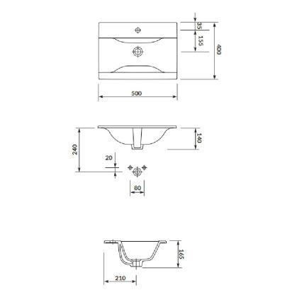 Cersanit S801-458 - Wisząca szafka łazienkowa z umywalką NIKO 50x40 cm orzech