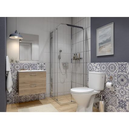 Cersanit S801-539 - Wisząca szafka łazienkowa z umywalką NIKO 80x45 cm orzech