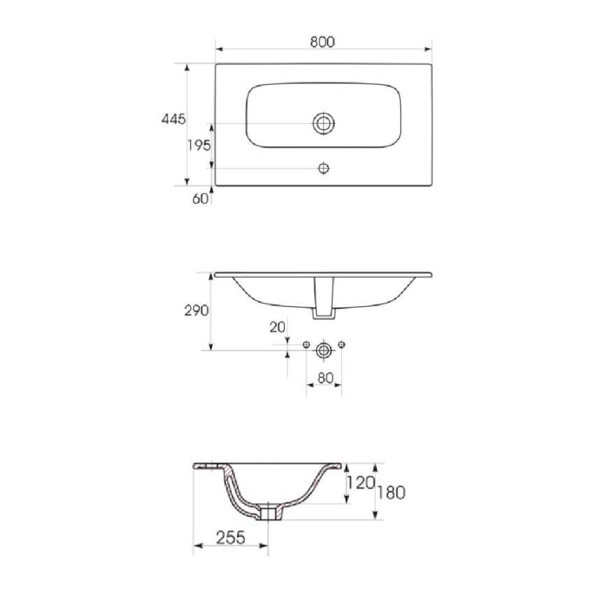 Cersanit S801-539 - Wisząca szafka łazienkowa z umywalką NIKO 80x45 cm orzech