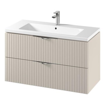 Cersanit S801-548 - Szafka łazienkowa wisząca z umywalką TIRSO 100x60x45 cm beżowa