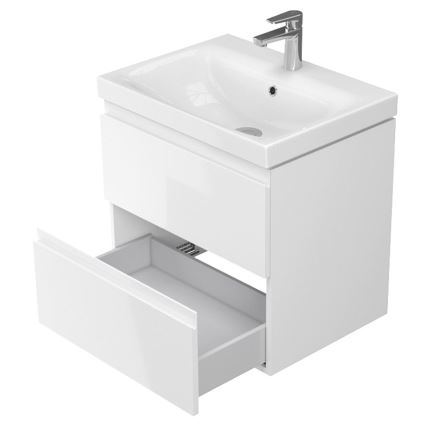 Cersanit S929-010 - Wisząca szafka łazienkowa pod umywalkę MEDDIE 57x59,5 cm, biały połysk