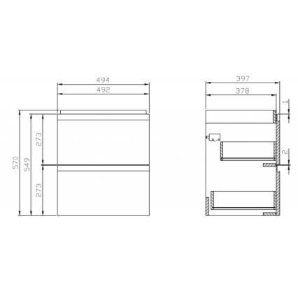 Cersanit S929-012 - Wisząca szafka łazienkowa pod umywalkę MODUO 49,4x39,7 cm, biały połysk