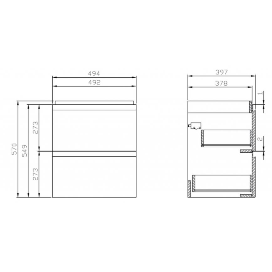 Cersanit S929-012 - Wisząca szafka łazienkowa pod umywalkę MODUO 49,4x39,7 cm, biały połysk