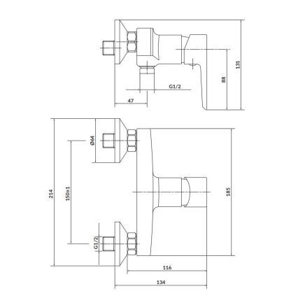Cersanit S951-034 - Kran do prysznica MILLE czarny/chrom błyszczący