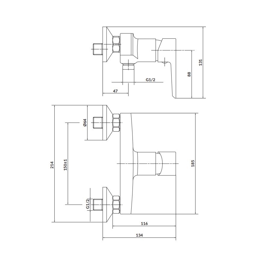 Cersanit S951-034 - Kran do prysznica MILLE czarny/chrom błyszczący